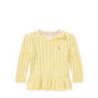 Ralph Lauren Cable Cotton Peplum Sweater Wicket Yellow 24m