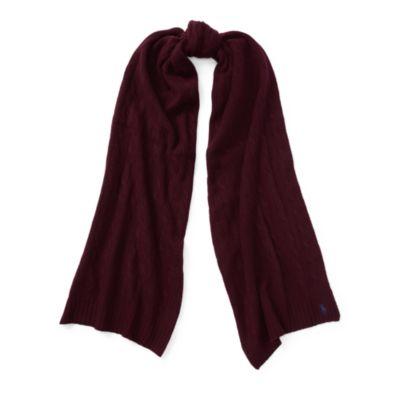 Ralph Lauren Cable-knit Wool-cashmere Scarf Wine