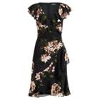 Ralph Lauren Floral-print Surplice Dress Blk/cream/multi