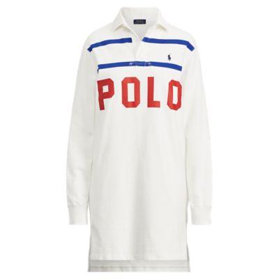 Ralph Lauren Polo Cotton Rugby Dress Wht/grphc Ryl Multi