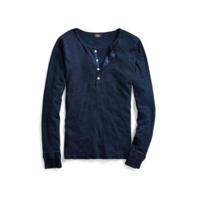 Ralph Lauren Cotton-linen Jersey Henley Blue Indigo