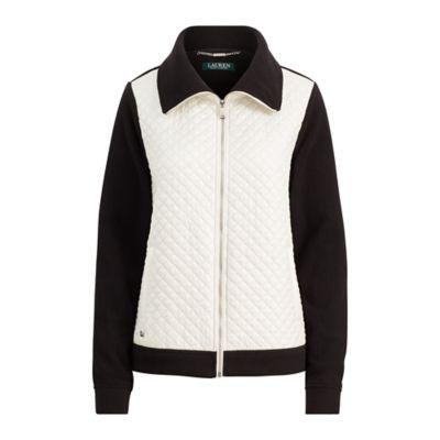 Ralph Lauren Quilted Fleece Full-zip Jacket Cream/polo Black