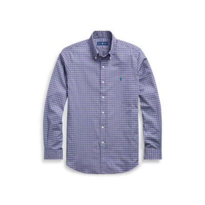 Ralph Lauren Slim Fit Plaid Twill Shirt Purple/tan Multi