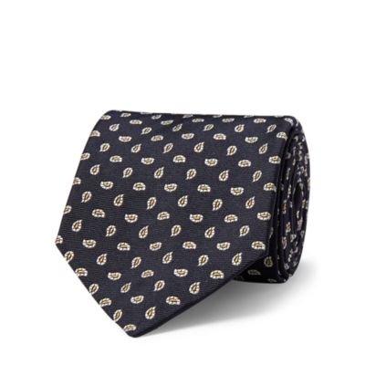 Ralph Lauren Pine-print Silk Narrow Tie Navy