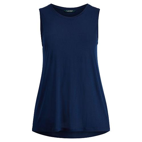 Ralph Lauren Lauren Woman Jersey Sleeveless Top True Indigo