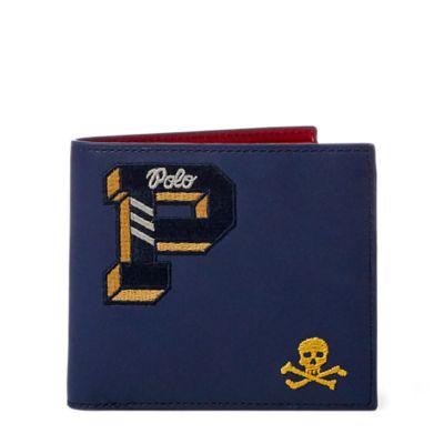 Ralph Lauren Embroidered Leather Wallet Aviator Navy