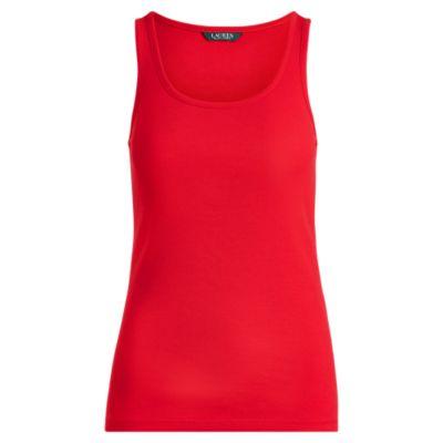 Ralph Lauren Ribbed Stretch Cotton Tank Top Lipstick Red