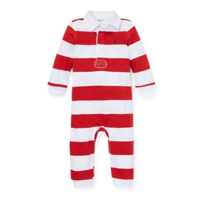 Ralph Lauren Striped Cotton Rugby Coverall French Navy Multi 12m