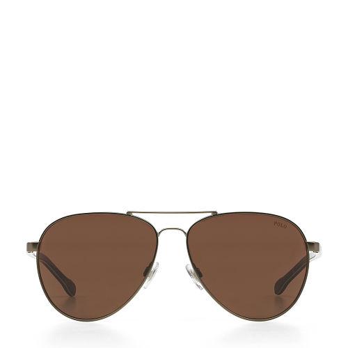 Polo Ralph Lauren Striped Pilot Sunglasses Gold