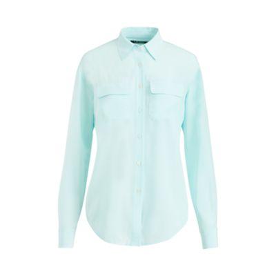 Ralph Lauren Silk Button-down Shirt Light Aquamarine