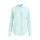 Ralph Lauren Silk Button-down Shirt Light Aquamarine