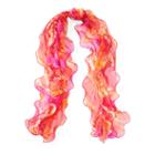Ralph Lauren Lauren Ruffled Silk Chiffon Scarf Bold Pink