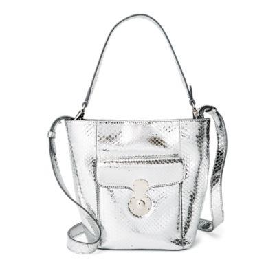 Ralph Lauren Python Mini Rl Bucket Bag Silver