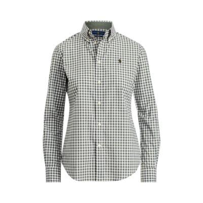 Ralph Lauren Slim Fit Gingham Poplin Shirt 566e Army/white