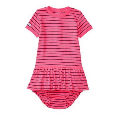 Ralph Lauren Striped Knit Dress & Bloomer Desert Pink/french Navy 3m