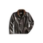 Ralph Lauren Shearling-trim Leather Jacket Dark Brown