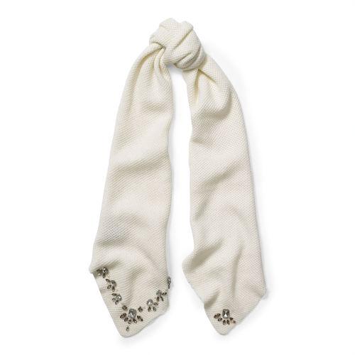 Ralph Lauren Lauren Jeweled Wool-blend Scarf Cream/clear & Champagne