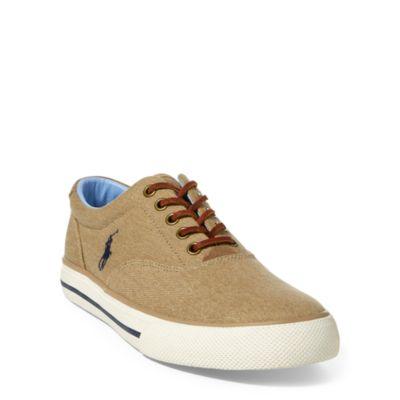 Ralph Lauren Vaughn Washed Twill Sneaker Morgan Tan