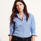 Ralph Lauren Lauren Woman Striped Stretch Cotton Shirt Blue Multi