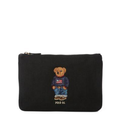 Ralph Lauren Polo Bear Canvas Zip Pouch Black