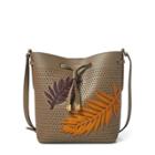 Ralph Lauren Leaf Debby Ii Drawstring Bag Taupe/eggplant/saffron