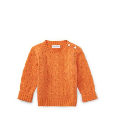Ralph Lauren Cable-knit Cashmere Sweater Resort Orange Heather 18-24m