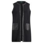 Ralph Lauren Faux Leather-trim Vest Polo Black