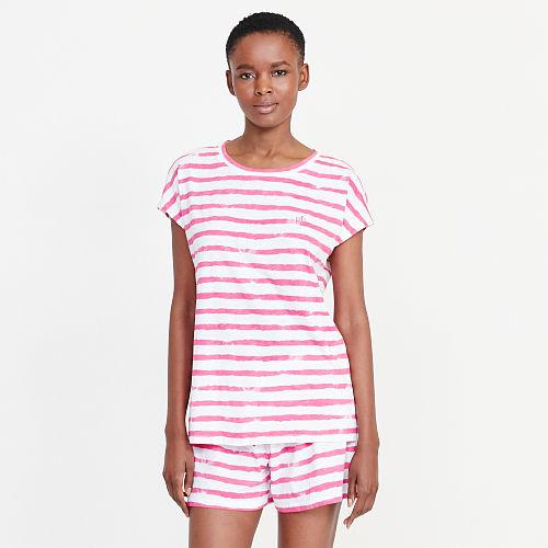 Ralph Lauren Lauren Striped Cotton Sleep Short Set Stripe Pink White