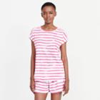 Ralph Lauren Lauren Striped Cotton Sleep Short Set Stripe Pink White