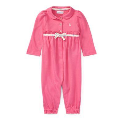 Ralph Lauren Ruffled Cotton Coverall Bermuda Pink 6m