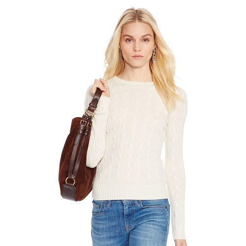 Polo Ralph Lauren Slim Cable Cashmere Sweater Heritage Cream