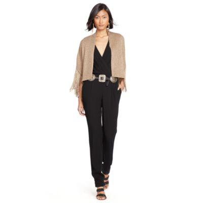 Ralph Lauren Fringed Open-front Cardigan Gold