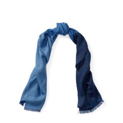 Ralph Lauren Color-block Herringbone Scarf Cadet Blue Tonal