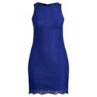 Ralph Lauren Lauren Woman Lace Sleeveless Dress Cannes Blue