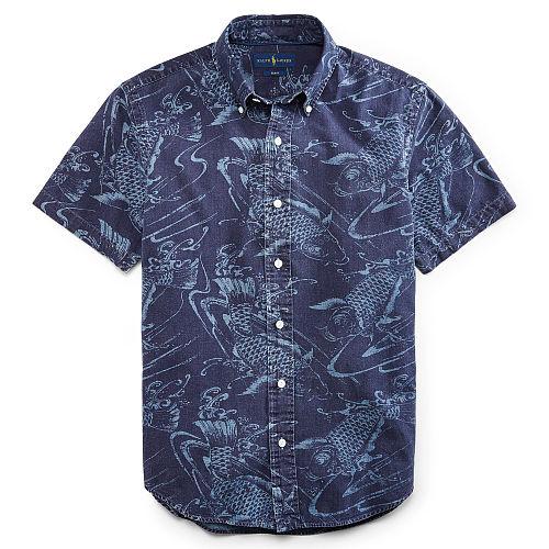 Polo Ralph Lauren Slim Fit Indigo Cotton Shirt Print