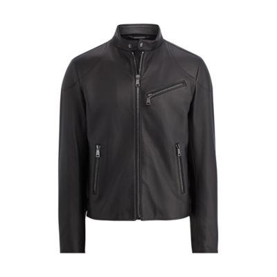 Ralph Lauren Randall Lambskin Biker Jacket Polo Black