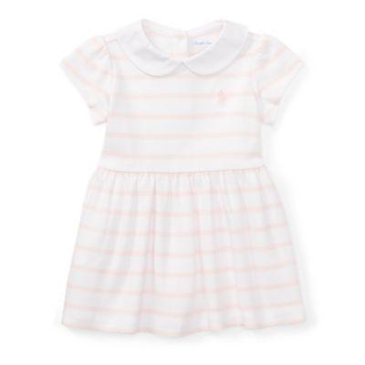 Ralph Lauren Striped Cotton Dress & Bloomer Delicate Pink/white 6m