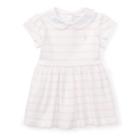 Ralph Lauren Striped Cotton Dress & Bloomer Delicate Pink/white 6m