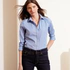 Ralph Lauren Lauren Petite Striped Stretch Cotton Shirt Blue Multi