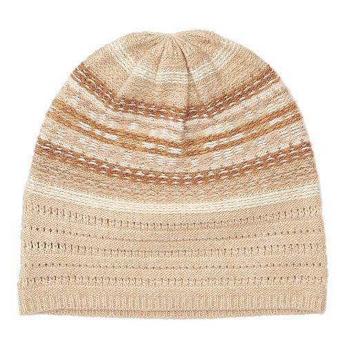 Ralph Lauren Lauren Striped Fair Isle Slouchy Hat Camel Tonal
