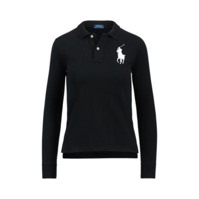 Ralph Lauren Skinny Fit Big Pony Polo Polo Black