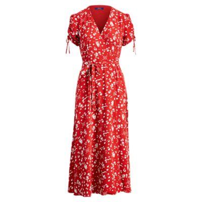 Ralph Lauren Print Crepe Wrap Dress Dutch Nautical
