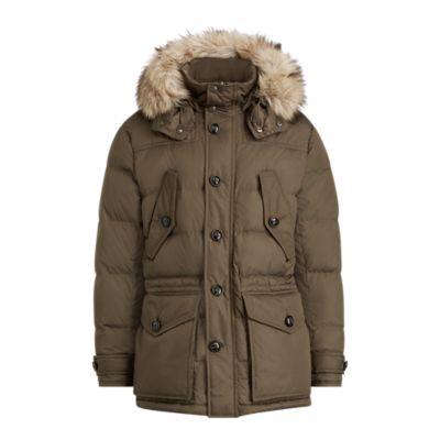 Ralph Lauren Rlx Faux Fur-trim Down Parka Dark Olivewood