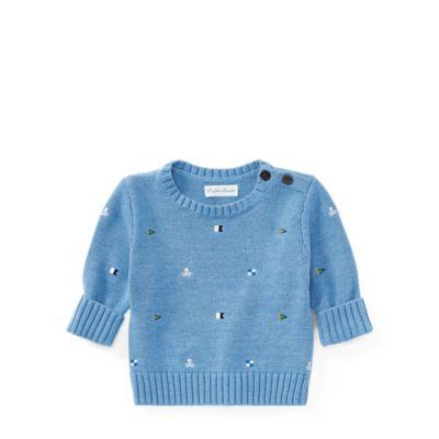 Ralph Lauren Embroidered Cotton Sweater Soft Royal Heather 12m