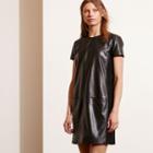 Ralph Lauren Lauren Leather Short-sleeve Dress Black