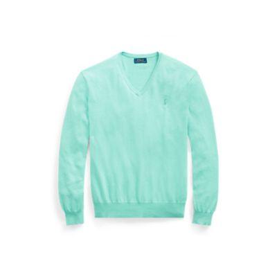 Ralph Lauren Cotton V-neck Sweater Bayside Green Heather