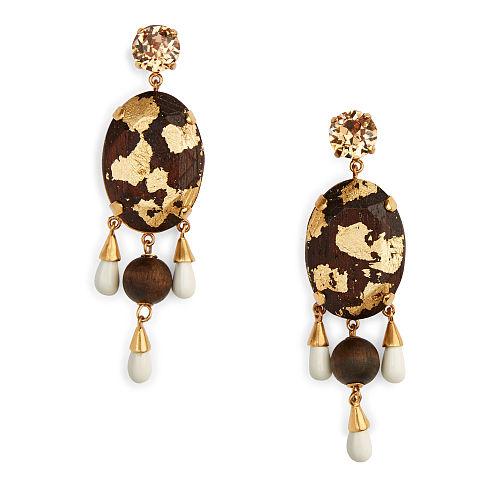 Ralph Lauren Gold-foiled Wooden Earrings Gold