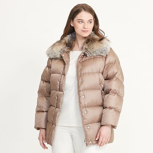 Ralph Lauren Lauren Woman Quilted Down Coat Truffle