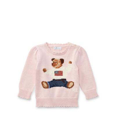 Ralph Lauren Polo Bear Cotton Sweater Powder Pink 3m