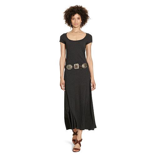 Polo Ralph Lauren Cotton Scoopneck Maxidress Boot Black Heather